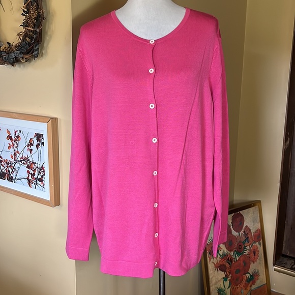 RALPH LAUREN Size 3X Barbie Pink
Cardigan Logo button Front Silk-Blend $138 - Picture 1 of 12